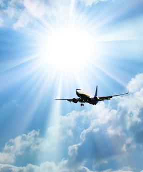 Silhouette of airplane with a beautiful sky